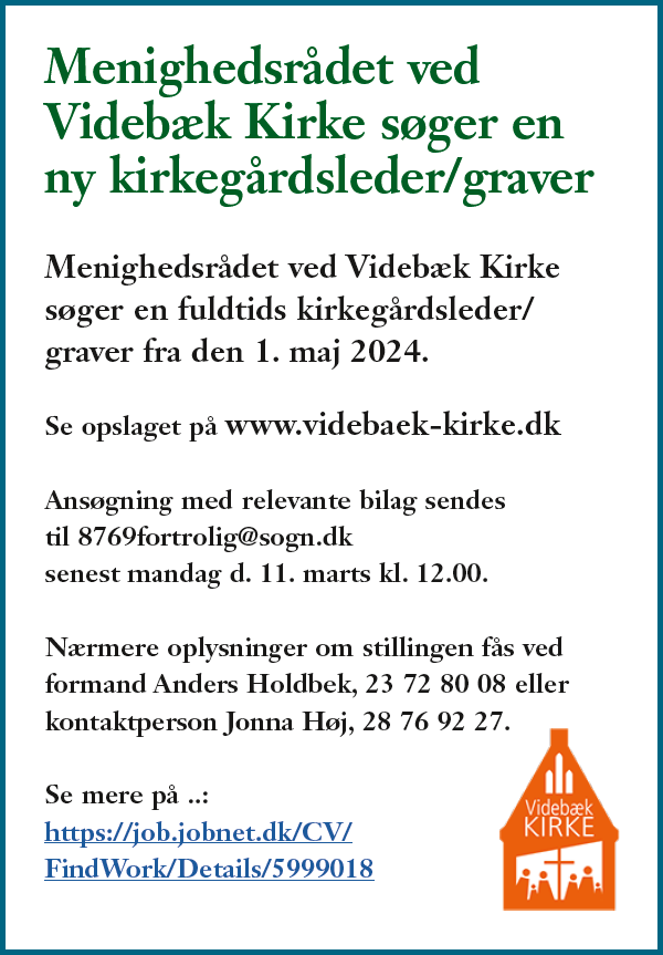 Kirkegårdsleder søges til Videbæk Kirke
